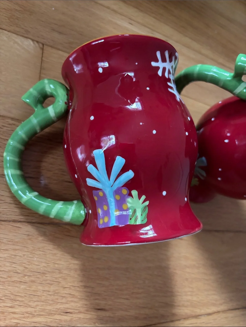 Pier 1 Red and Green Snowman Mugs (Set of 2)